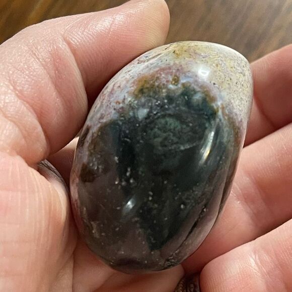 Ocean Jasper palm stone crystal natural agate agatized white red green moss yell - Picture 4 of 8